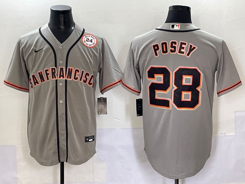 Men 2025 San Francisco Giants 28 Posey Grey Game Nike MLB Jersey style 43